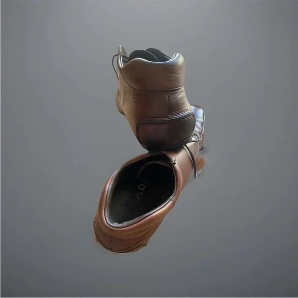 Vintage Prada 1990’s Mocha Chukka Desert Boots Shoes Men 9.5 Leather Ankle Italy - Picture 10 of 15